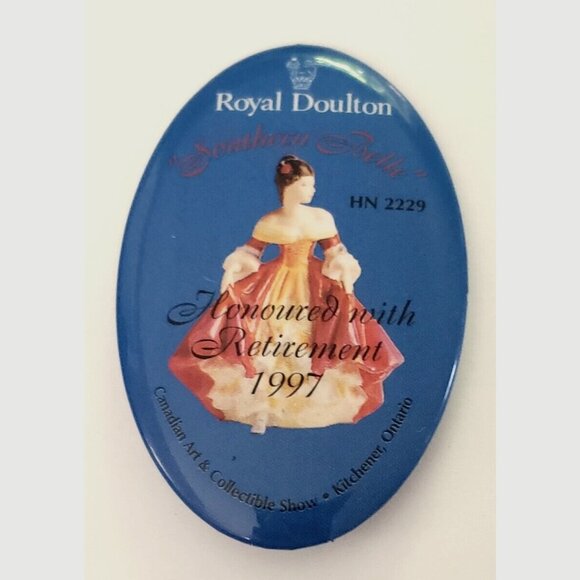 Royal Doulton Southern Belle Retirement 1997 Pinback Button Pin - Picture 1 of 2